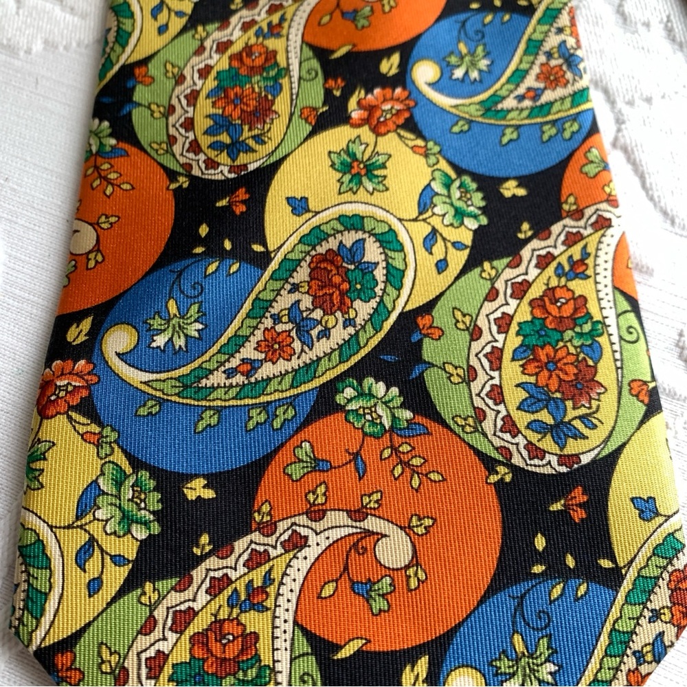 Vintage Kenzo Paris Silk Paisley Wide Tie - Picture 4 of 5